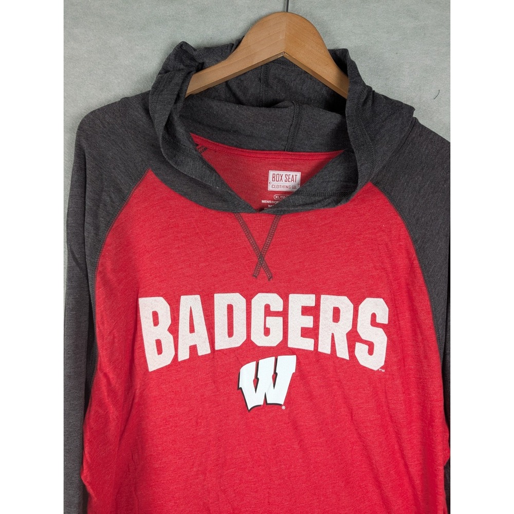 Wisconsin Badgers Lightweight T-Shirt Hoodie Box Seat Clothing Co.® Men's XL